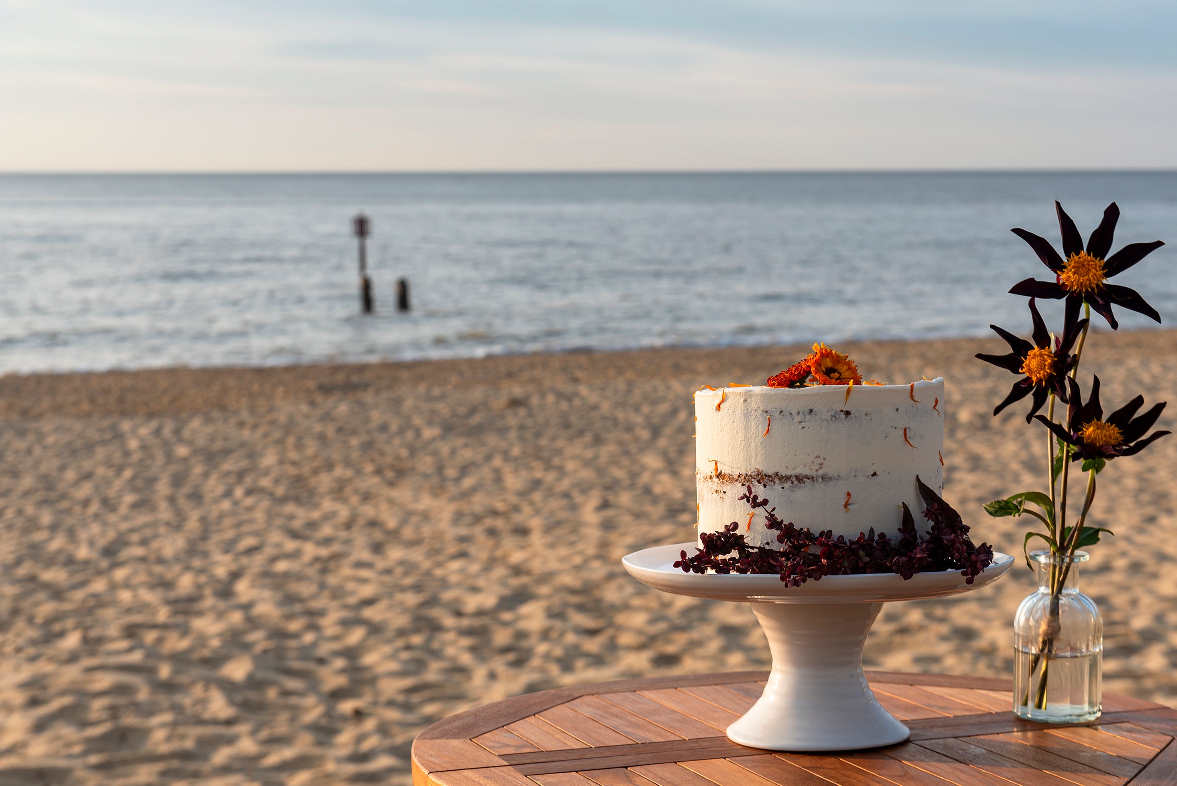 cake on a beach